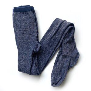 NWOT Hanna Andersson Girls Shimmer Footed Tights Navy 150/160
